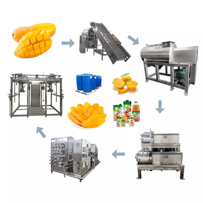 Dịch vụ một cửa tùy chỉnh 1000-30000l / H Mango Processing Line Máy nước trái cây / nước sốt / kẹo với PLC Mango Pulp
